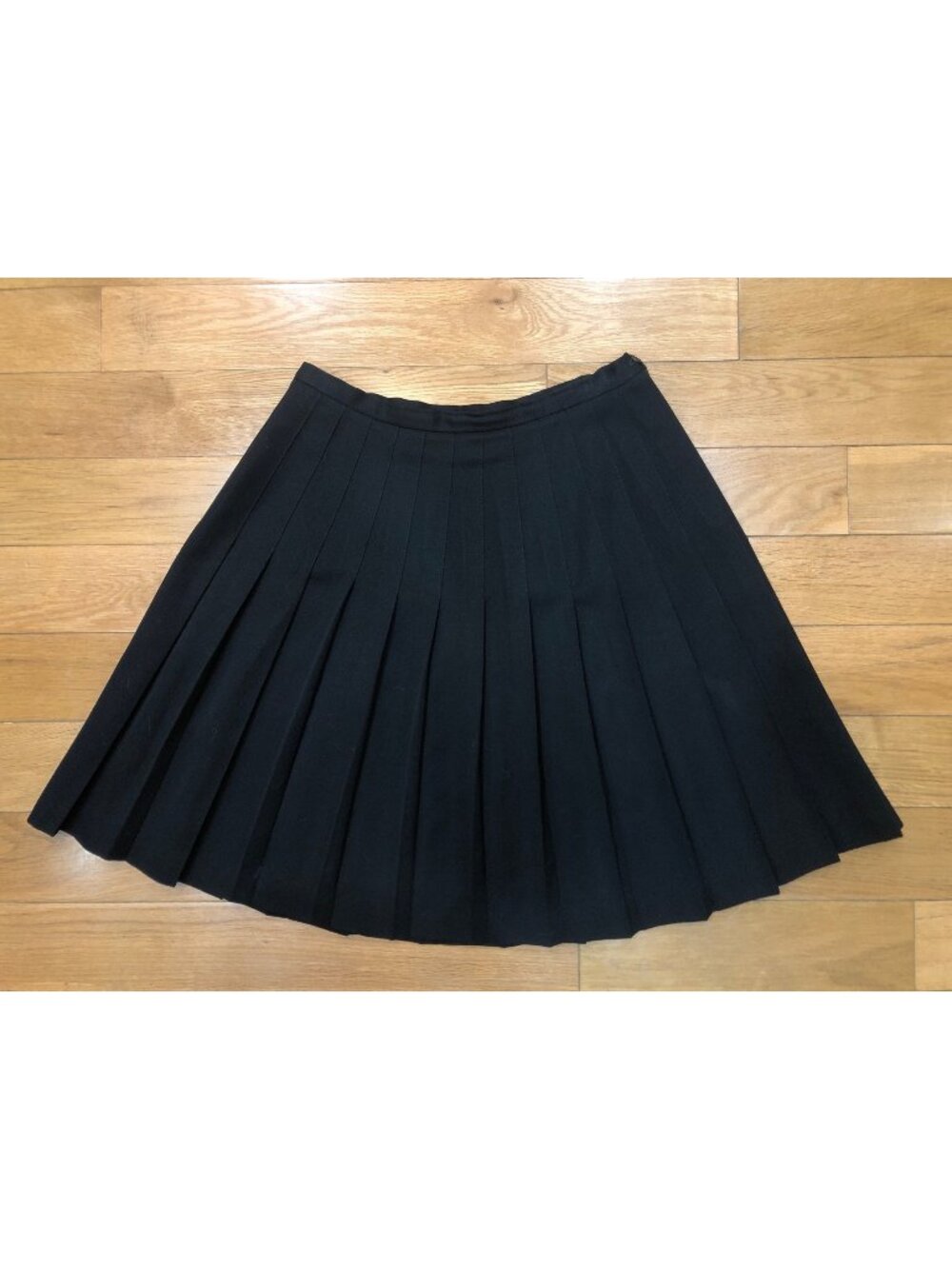 VTG 90s Finity Black Pure Wool Pleated Mini Skirt Preppy Grunge Coquette Size 6